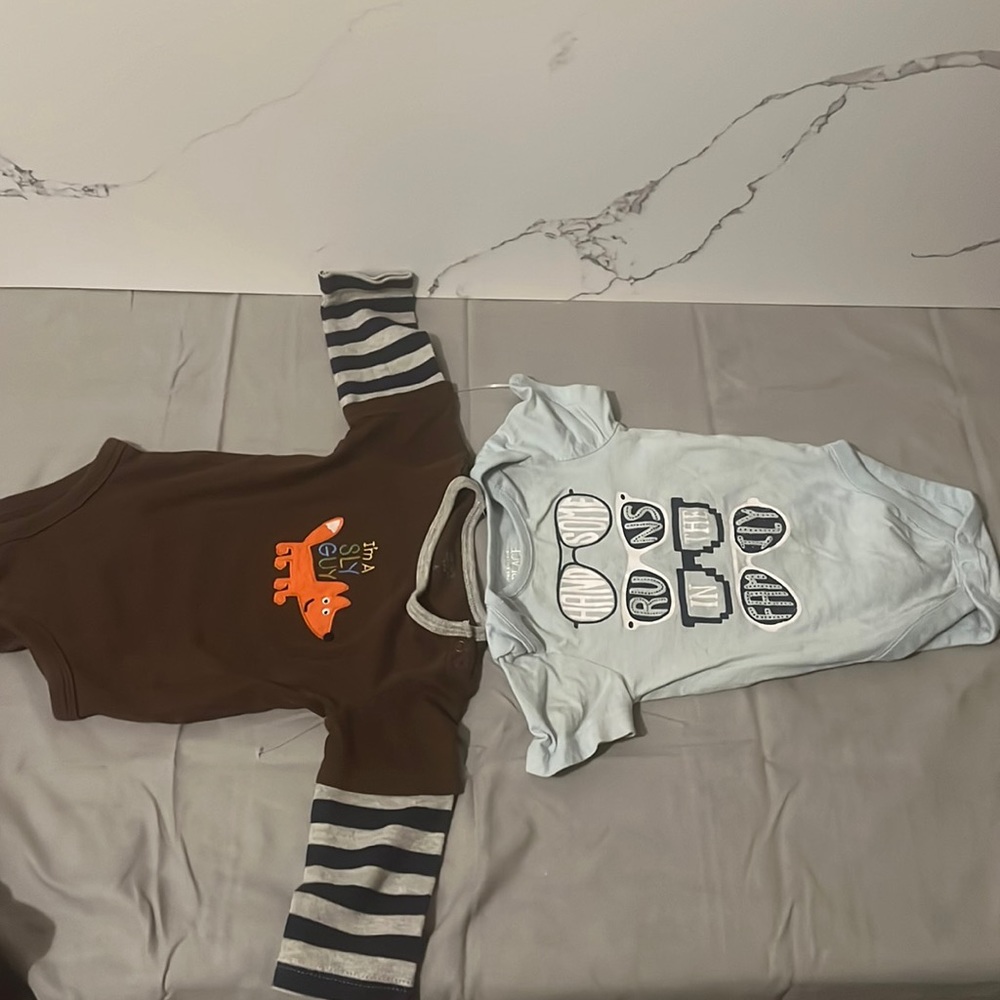 Baby boy onesies size 6 months and 6-9 months set of 2
